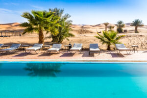 Merzouga in the Sahara Desert in Morocco