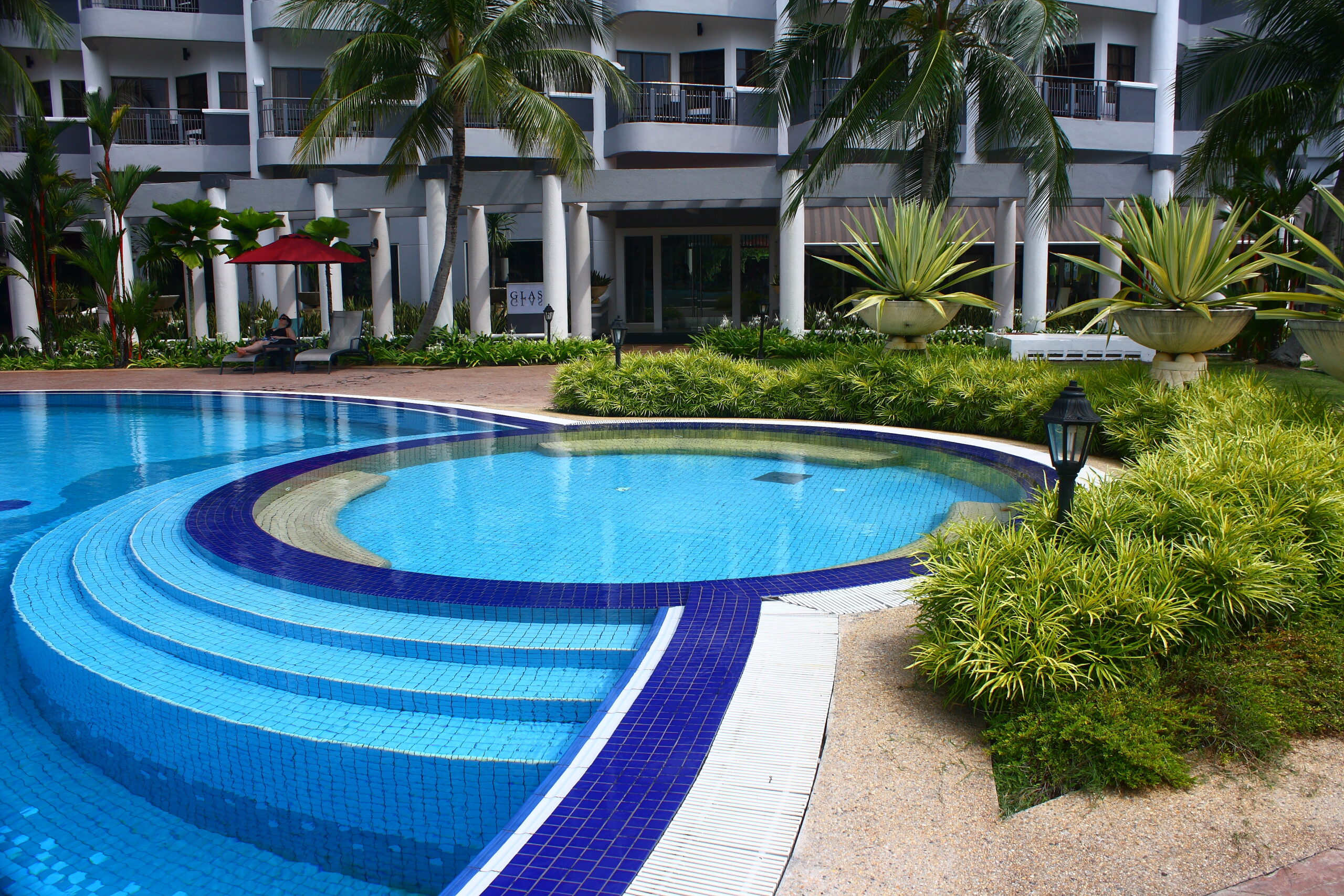 A round pool, characterized by its circular shape