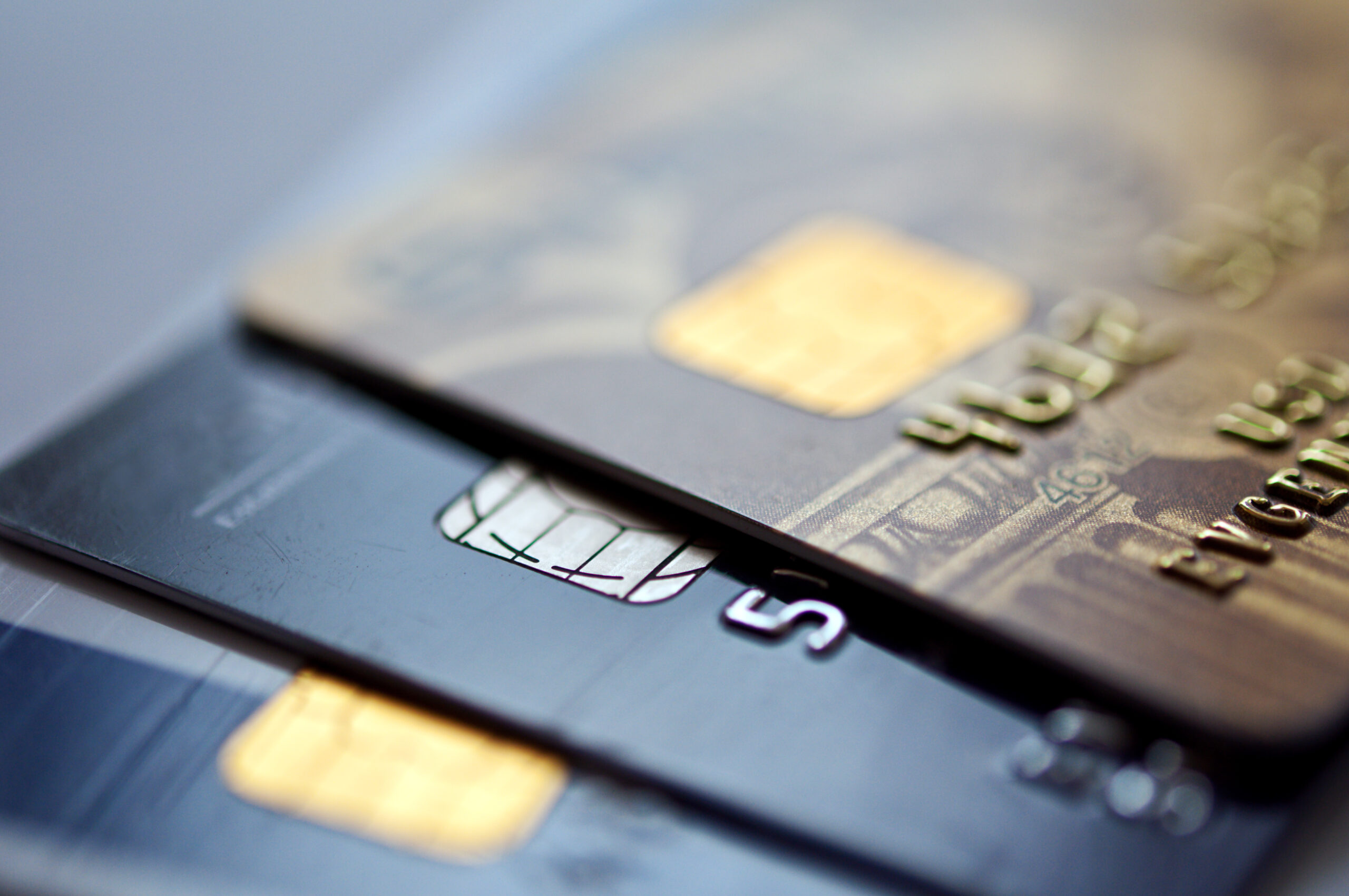 A stack of credit cards arranged neatly, representing various credit card options and financial choices.