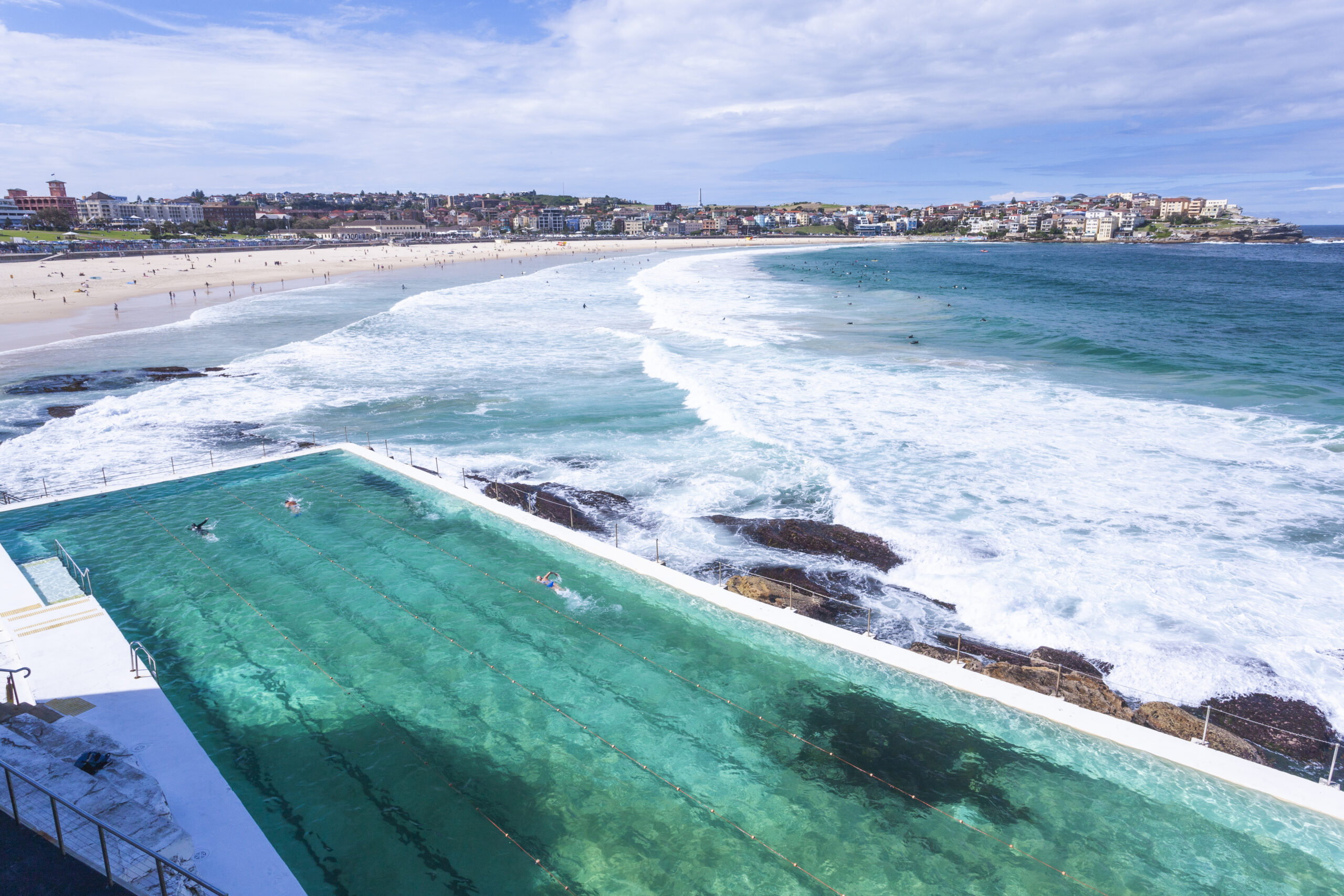 Australia's famous Bondi Icebergs Pool, a stunning oceanside pool located at Bondi Beach in Sydney