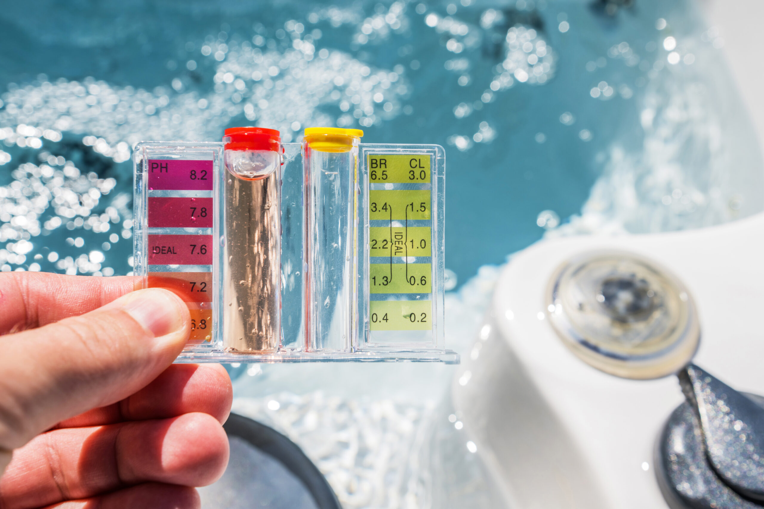 Chemical Testing Kit. pH, Chlorine and Bromine Concentration.