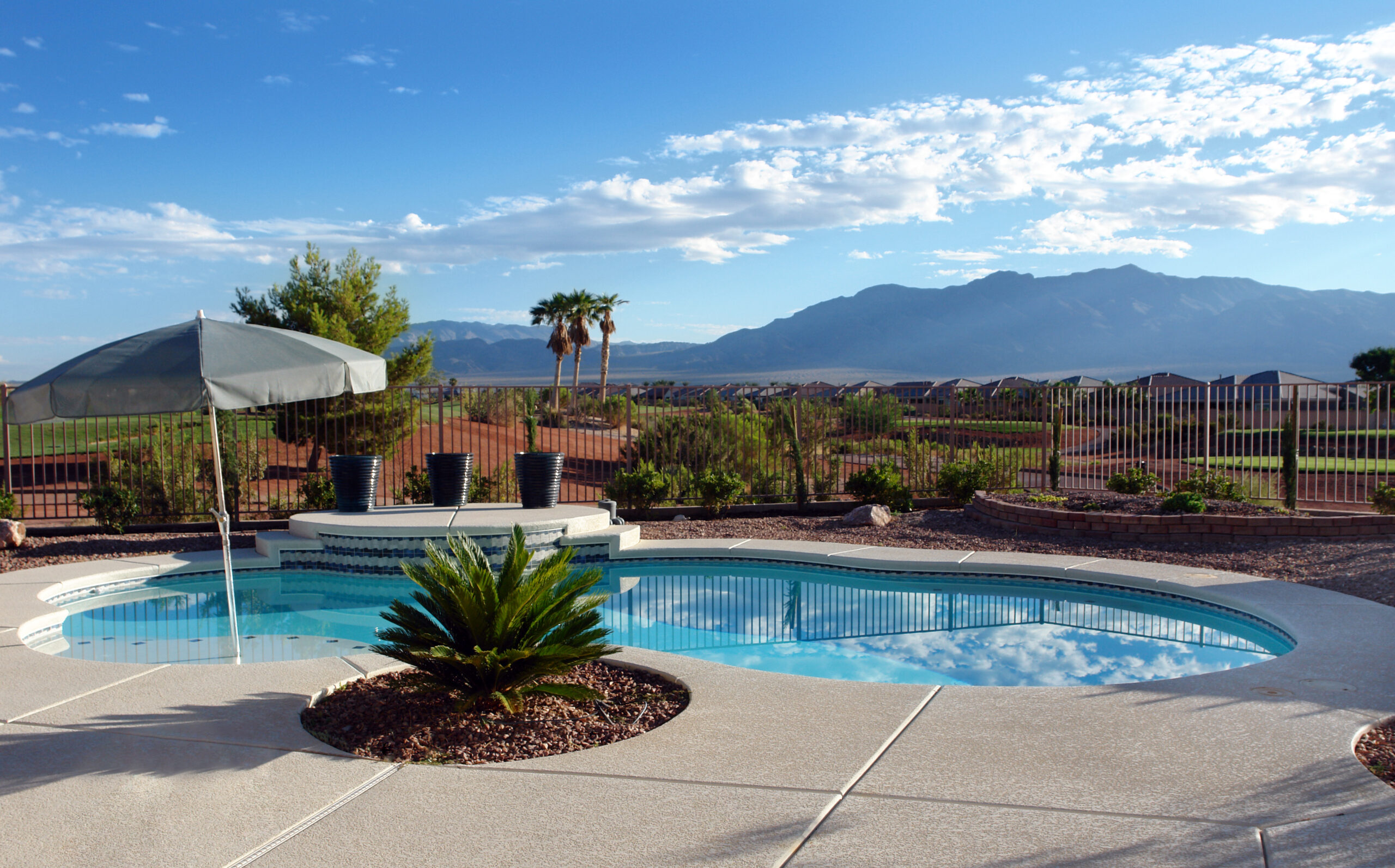 A pool designed with desert aesthetics