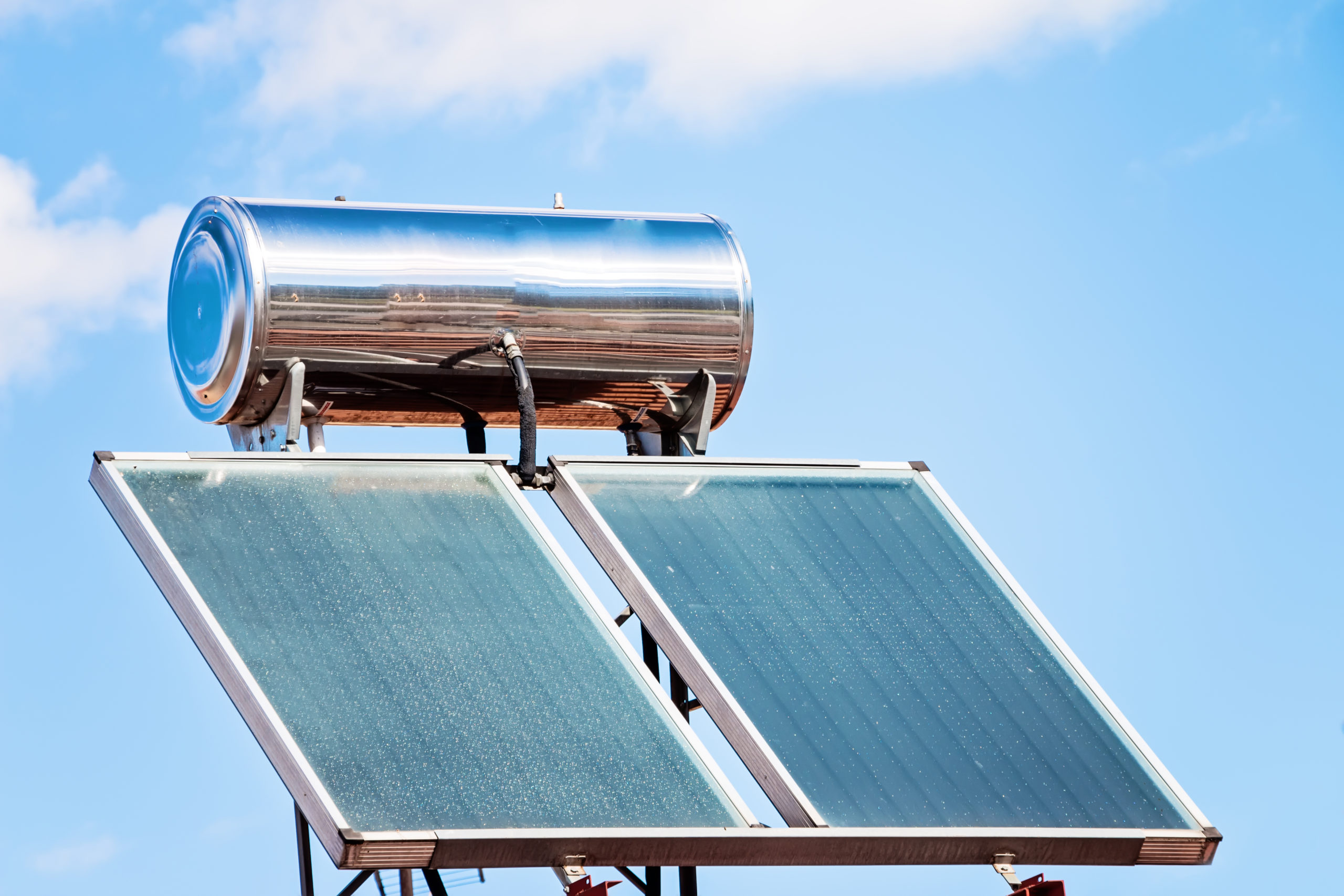 Solar panels installed near a pool to harness sunlight and generate eco-friendly energy, contributing to pool heating or other electrical needs while promoting sustainability.